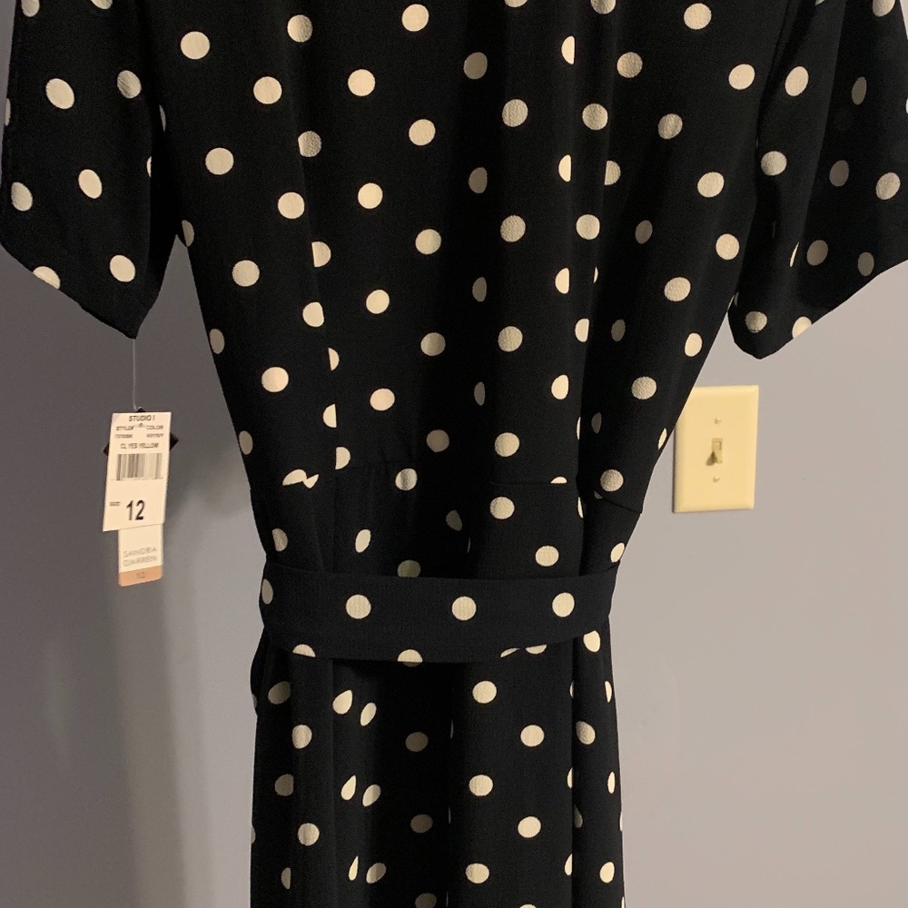 Sandra Darren Navy Polka Dot Dress